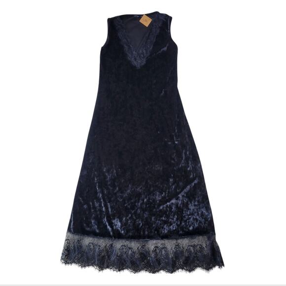 La Vie En Blanc Velvet Lace Dress Black Medium - Picture 3 of 9